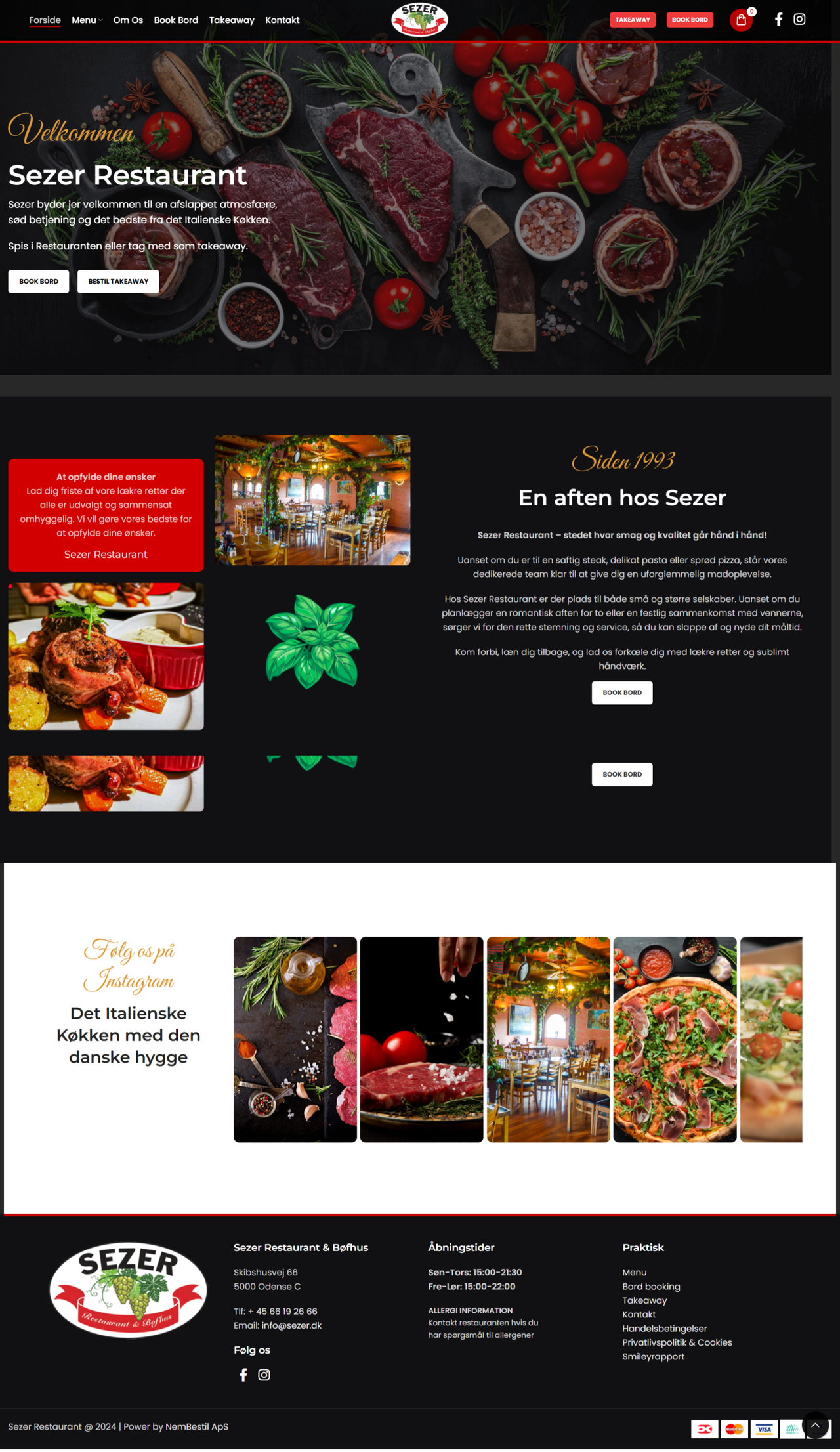 Hjemmesiden for Sezer Restaurant