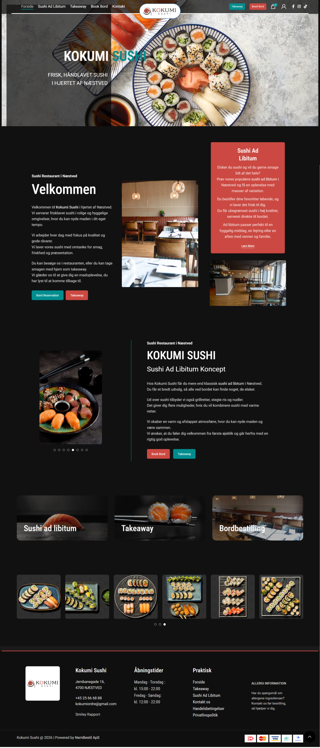 Hjemmesiden for Kokumi Sushi Restaurant