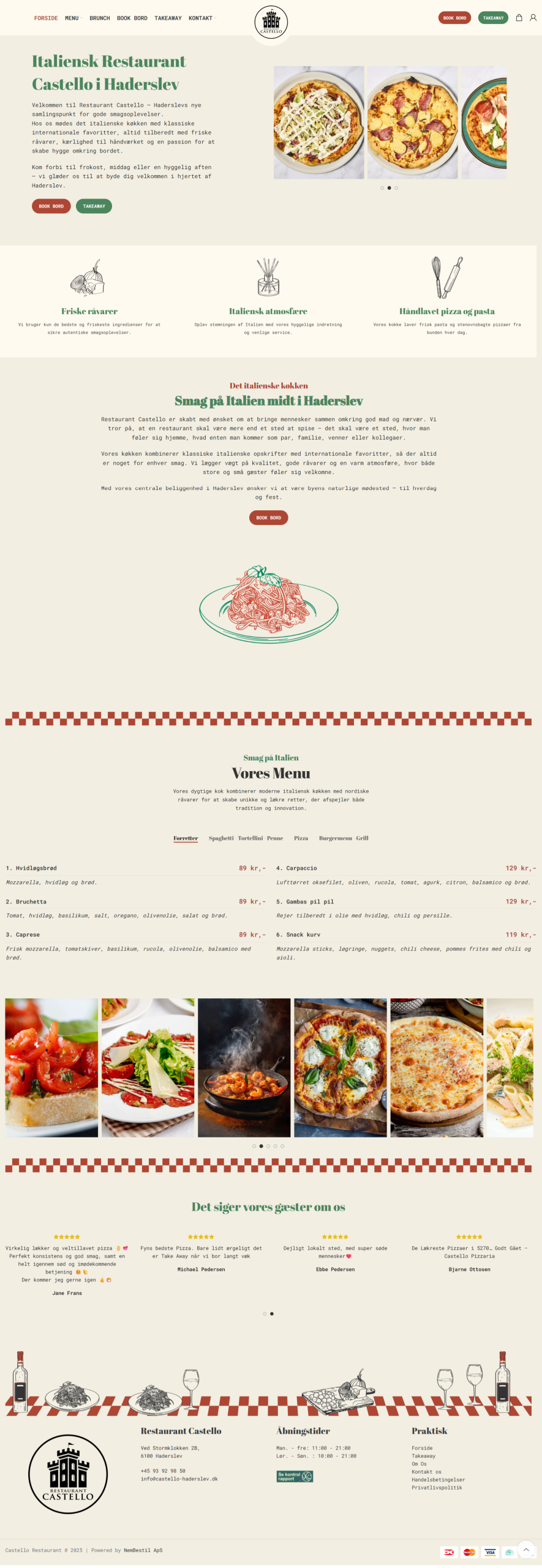 Hjemmesiden for Italiensk Restaurant Castello