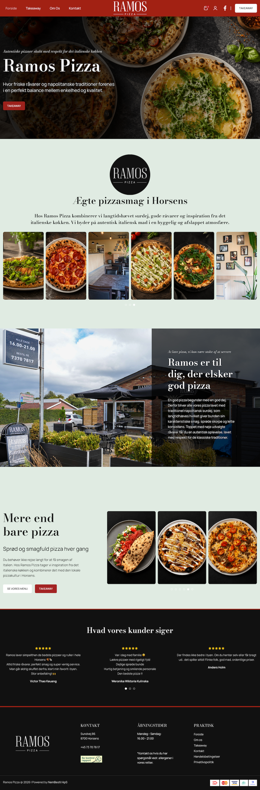Hjemmesiden for Ramos Pizza