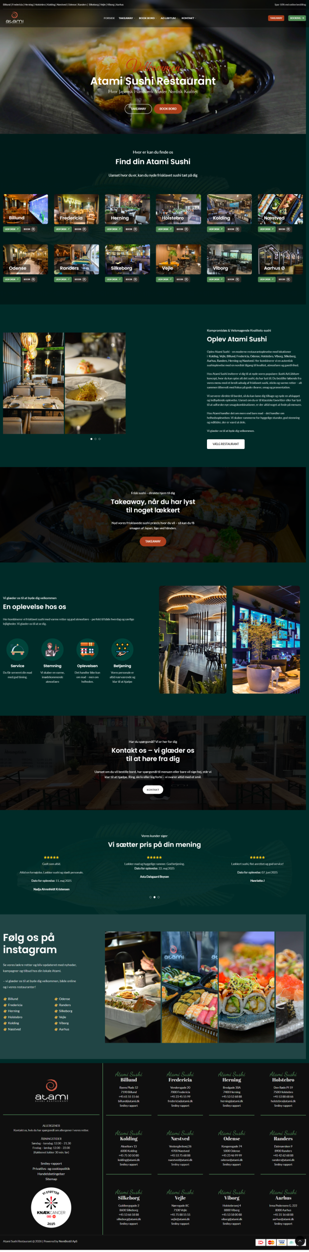 Hjemmesiden for Atami Sushi Restaurant
